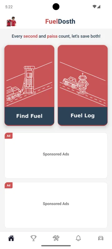 FuelDosth home screen